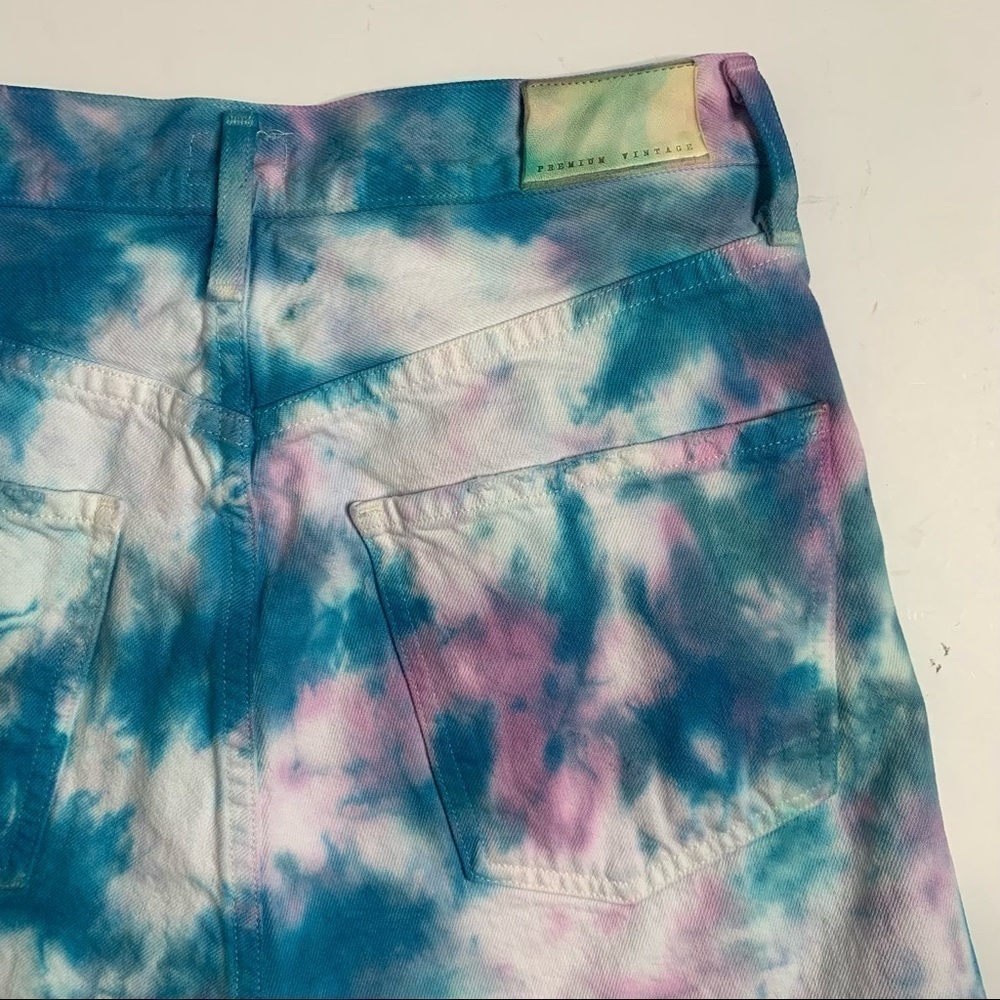 Citizens Of Humanity Custom Tie Dye Scalloped Hem High Rise Denim Shorts - Picture 6 of 14